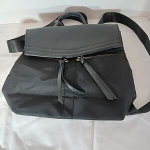 Botkier New York Women's Black Backpack Top Handle Flap Snap Zip Pocket Silver
